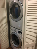 In-unit washer and dryer in a renovated apartment in Lebanon, NH, offering modern convenience and comfort.