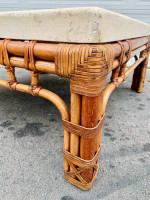 ALEXVALE TESSELLATED STONE TOP RATTAN BASE COFFEE TABLE