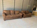 Ashley furniture brown suede sofa set ( Free Delivery If Needed)