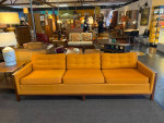 Mid-Century Tangerine Sofa w/Walnut Frame