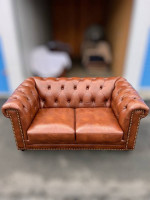 Top Grain Leather Chesterfield Loveseat Brown Sofa Delivery Available