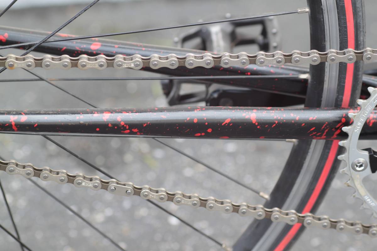 Steel Singlespeed with Red and Black Splatter Finish - SM