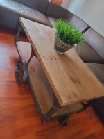 INDUSTRIAL RUSTIC COFFEE TABLE WITH UNIQUE ACCENTS