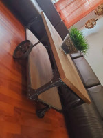 INDUSTRIAL RUSTIC COFFEE TABLE WITH UNIQUE ACCENTS