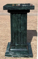 End table with marble pedestal or base and 0.5 inch thick glass top
