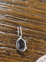Small 10K White Gold Oval 1 ct. Blue Sapphire Solitaire Slide Pendant