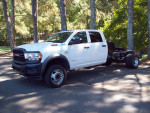 2020 Ram 5500 4x4 truck with low miles, perfect condition for towing and heavy-duty jobs under trees.