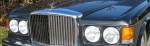 Front view of a rare 1990 Bentley Mulsanne S, showcasing its distinctive grille and headlights.
