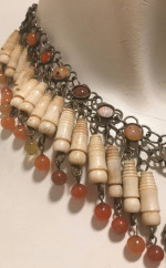Vintage Handmade Agate Carnelian Bone Tribel Ethnic Necklace