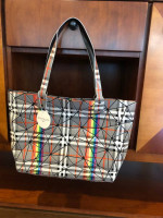 NEW Patrizia Luca (Milano) grey / black plaid PRIDE rainbow accents