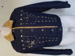 $895 NWOT COACH Denim/Lamb Shearling/Studs ITALY-MADE Jacket Sz 8 NEW!
