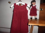 Matching Red Corduroy Jumpers fit girl size 4-5 and American Girl doll