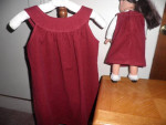 Matching Red Corduroy Jumpers fit girl size 4-5 and American Girl doll