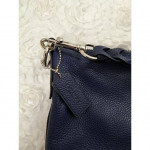 COACH Abby Shoulder Duffle Bag Pebble Leather Navy Gold Trim NEW MINT