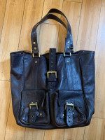Chocolate grained-leather Mulberry Tote