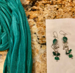 Scarf Necklace with Artisan Pendant & Earrings