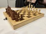 Great Chess Set With A Remarkable Bleached Bi-folding Wooden Casing
