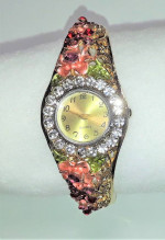 NEW Luxury Retro Garden Flower Bangle Bracelet Watch - Pink - On Sale!
