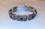 Brand New Embellished Black & Silver Leaf Design Stretch Bracelet
