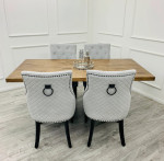 Edmunds Solid Wood Top Black Pedestal Base Dining Table Set