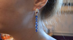 Unique 14K Gold Snake Dangle Earrings - Sapphire Color - Leverback