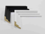 Modern Floating Wooden Stylish Frame Black and White for Canvas Paintings Stretched on Thick Subframe. Frame Width 1.58" x Height 1.38"