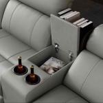 Modern Italian Electric Sofa Set Genuine Leather Multi-Functional Recliner Feature Metal Corner