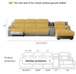 Modern Italian Electric Sofa Set Genuine Leather Multi-Functional Recliner Feature Metal Corner