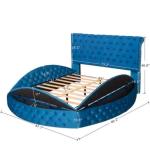 Light luxury modern queen or full size round bed frame storage platform bed blue double bed