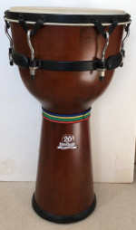 Meinl Floatune Series Wood Djembe Drum 12” Diameter, 25” High, Goat Sk