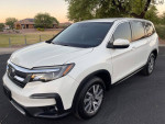 2019 Honda Pilot EX FWD white SUV for sale with 135,000 miles, 3rd row seating and multiple features.