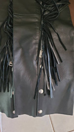 MOVING! VINTAGE BLACK LEATHER WOMEN'S MOTORCYCLE CHAPS XS