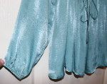 NEW! Gorgeous SIZE SMALL Teal Blue Satinteen Baby Doll Peasant Blouse