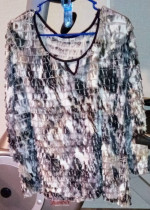 BN! ¢@+😀 Women's 22 / 24 Layered Black, Grey, Brown & White Blouse