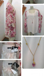 NWT Plus Sz 24W Blouse R & M Richards Woman Sheer Overlay Jacket Knit