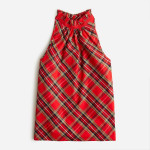 (NEW) WOMEN’S J.CREW RUFFLENECK POPLIN TOP IN GOOD TIDINGS PLAID