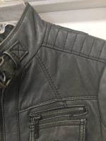 Michael Kors Gray Leather Moto Jacket Sz Small Excellent