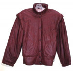 Italian Maroon Leather Bomber Jacket Women's S Vintage 80's Detail