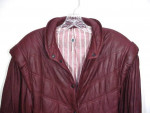 Italian Maroon Leather Bomber Jacket Women's S Vintage 80's Detail