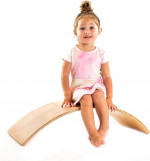 36 Inch Winky Kids Wooden Wobble Balance Board Kids Natural Beach Wood