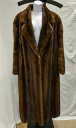 Vintage Oscar De La Renta Full Length Brown Fur Coat